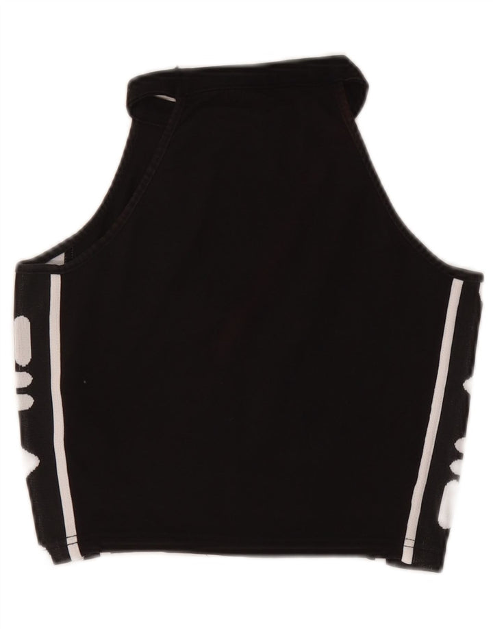 FILA Womens Graphic Crop Halter Top IT 34 2XS Black Cotton