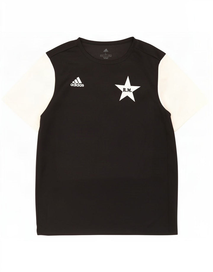 Tricou cu grafic Climalite Adidas pentru bărbați Top mare, negru, poliester color bloc