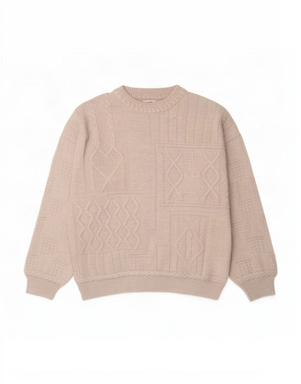 Pulover Paco Calvari pentru bărbați cu gât roșu IT 50/52 Medium Alb Geometric