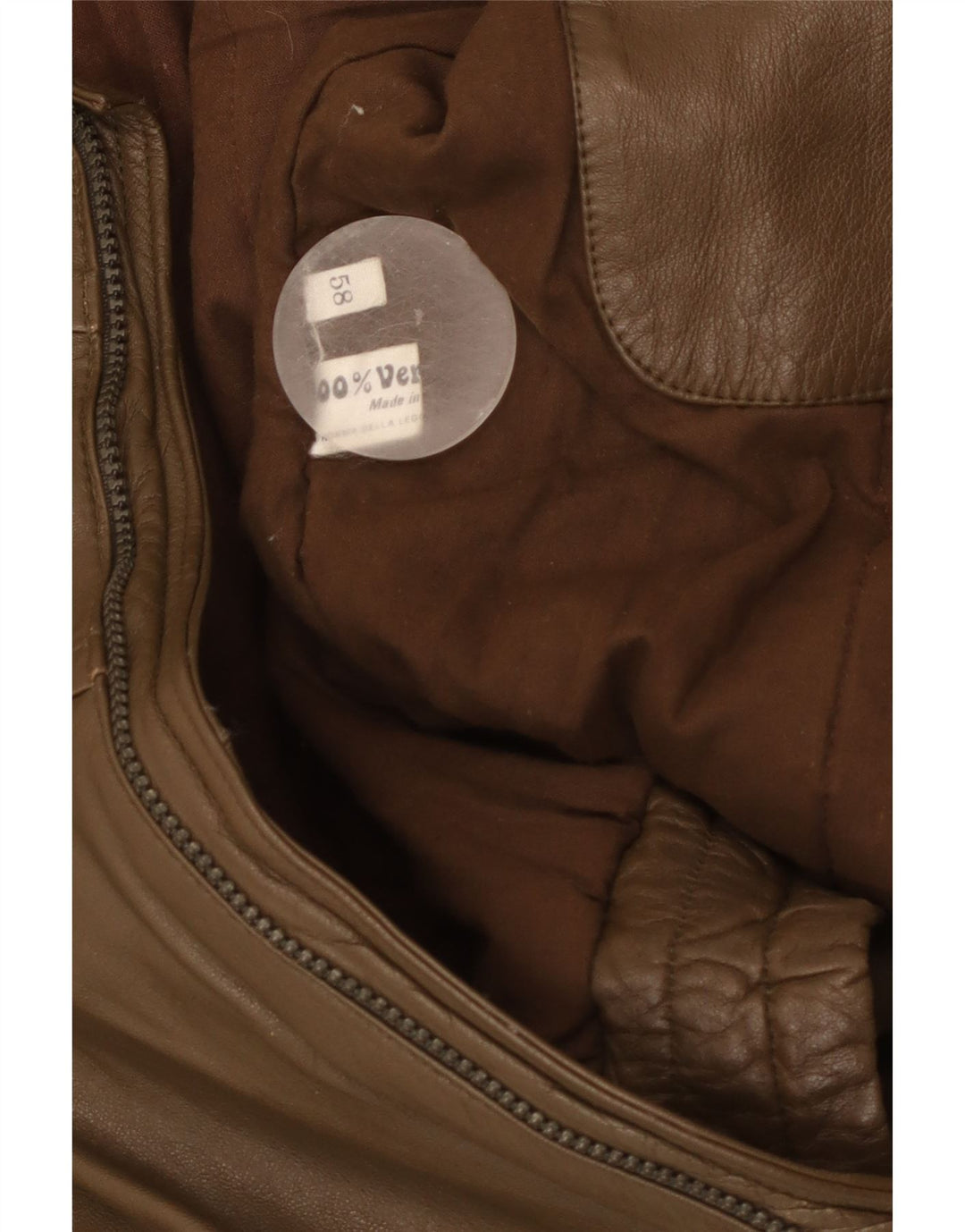 Jachetă de piele vintage pentru bărbați UK 40, piele mare kaki