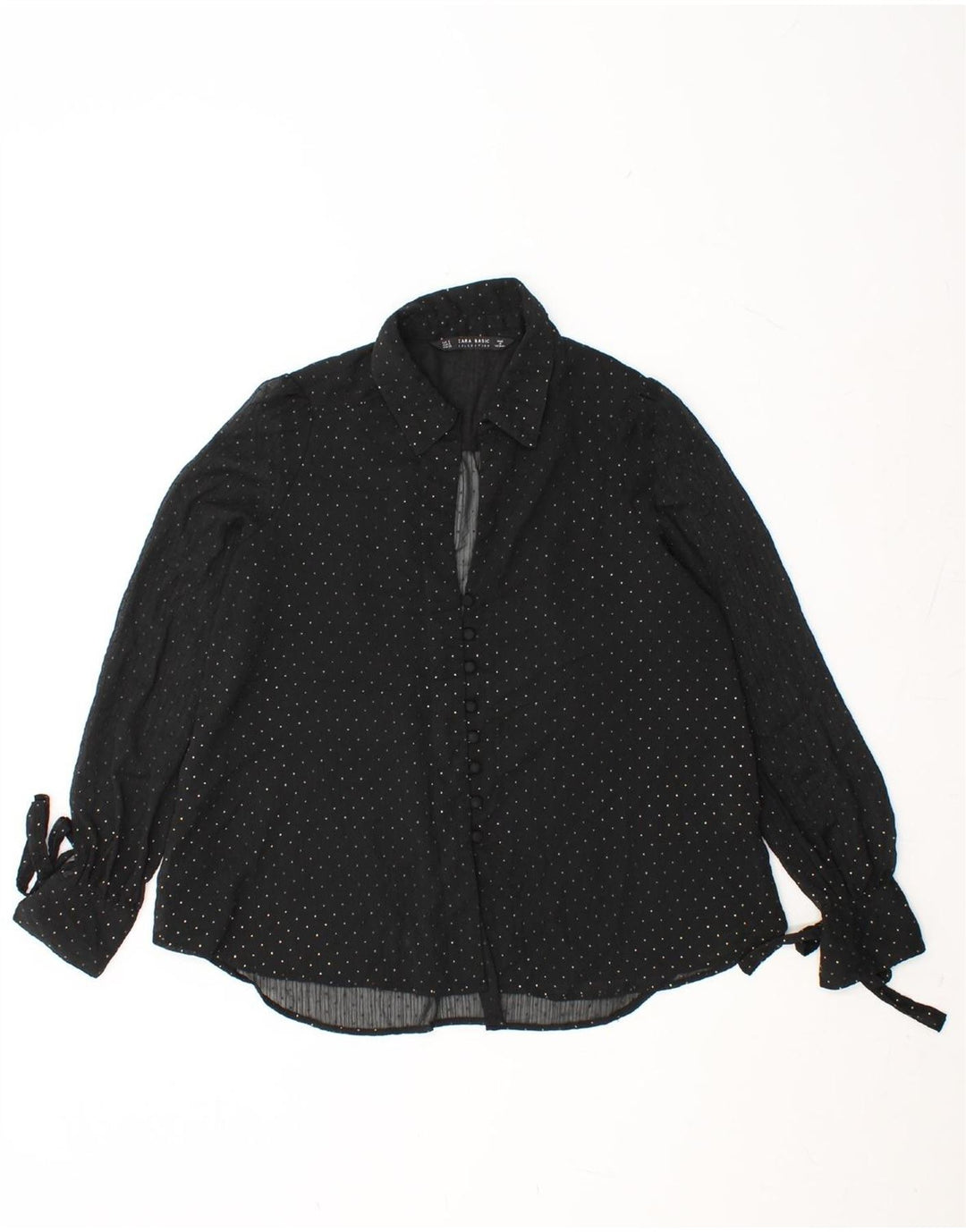 ZARA Womens Shirt Blouse UK 10 Small Black Polka Dot Vintage Zara and Second-Hand Zara from Messina Hembry 