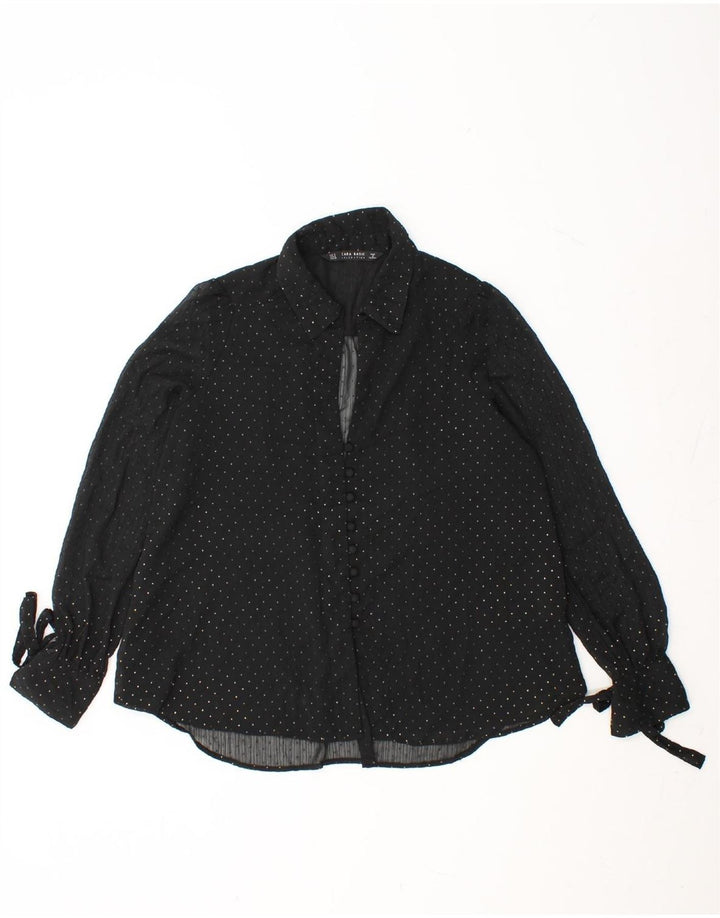 ZARA Womens Shirt Blouse UK 10 Small Black Polka Dot Vintage Zara and Second-Hand Zara from Messina Hembry 