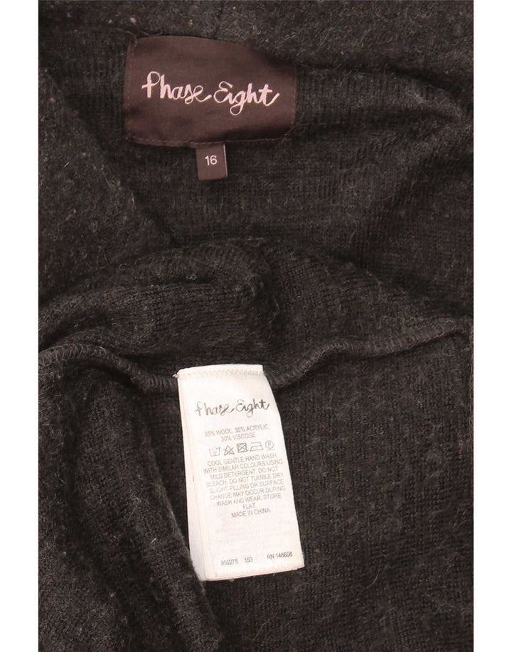 Pulover cardigan cu paragate Phase Eight pentru femei UK 16 Lână neagră mare