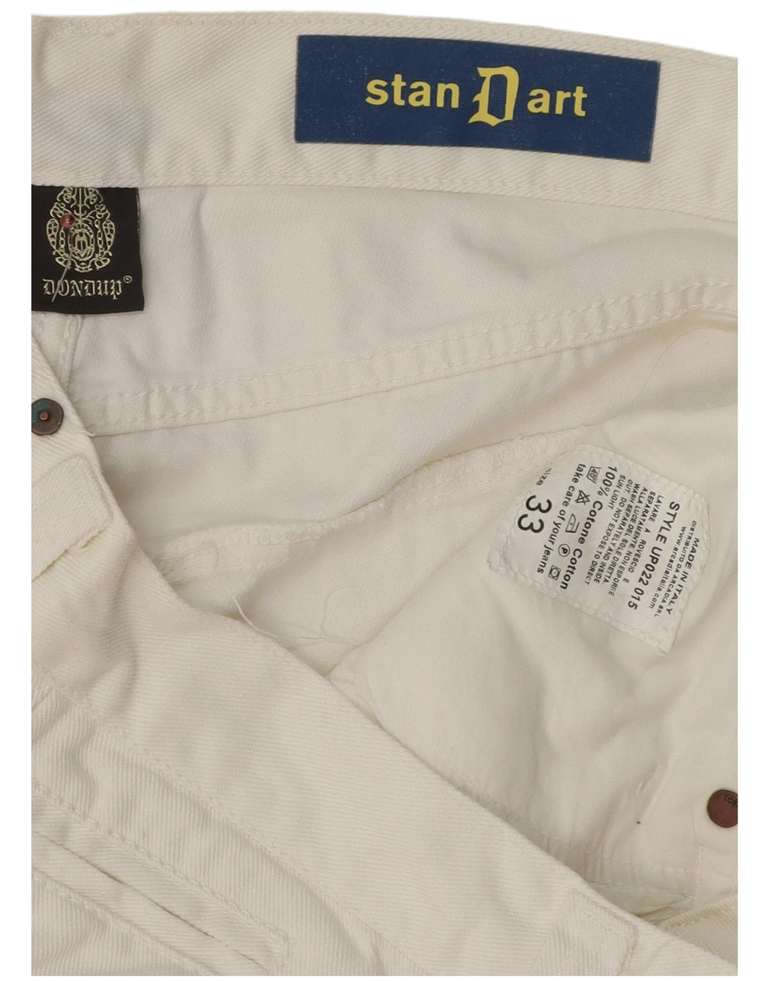 Blugi Dondup Stan Dart drepte pentru bărbați W33 L32 bumbac alb