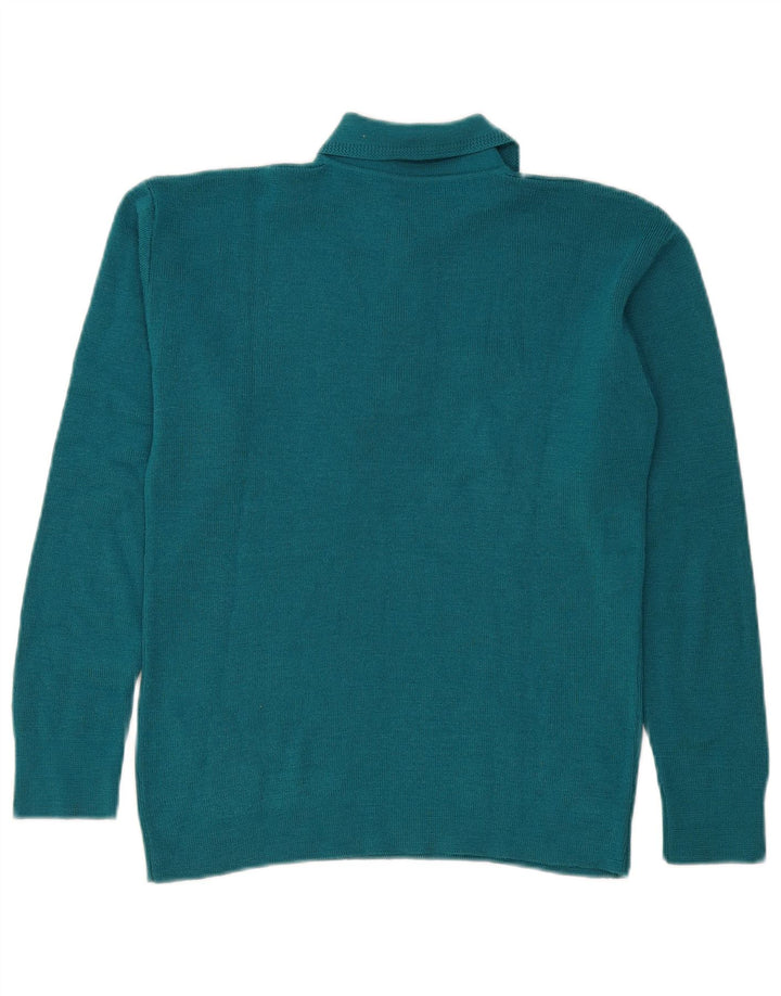 Pulover vintage cu gât polo pentru femei UK 14 Medium Blue