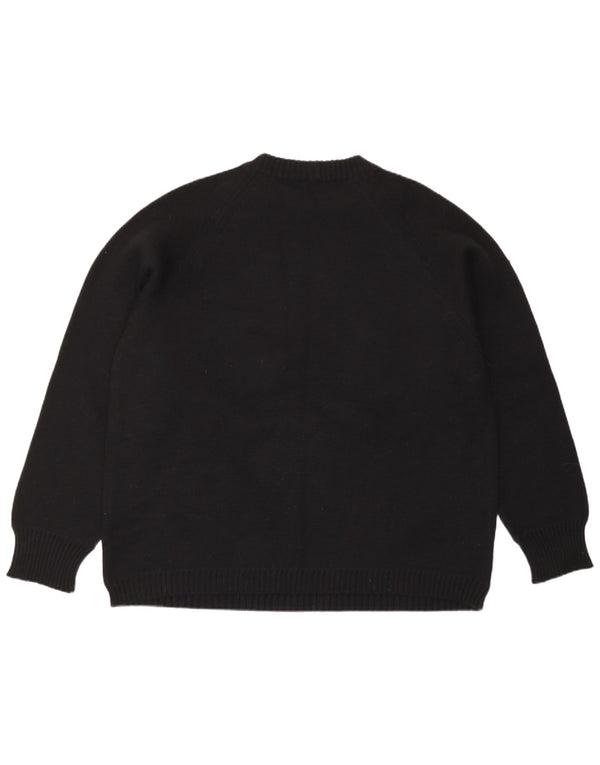 Pulover vintage pentru femei cu decolteu rotund UK 14 mare negru geometric