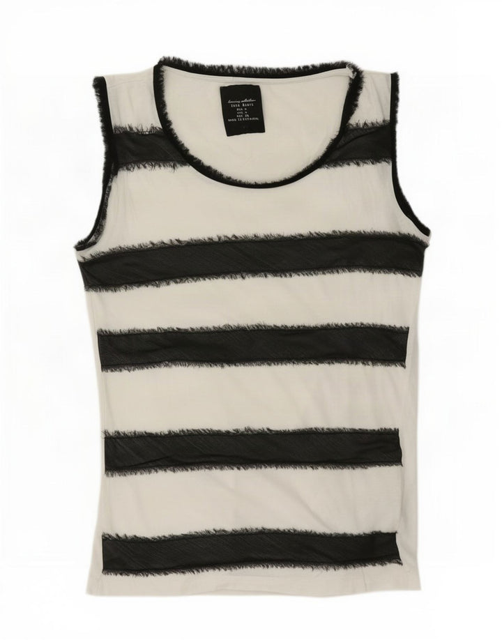 Vest Vest Top Femei Zara UK 14 Bumbac cu dungi albe medii