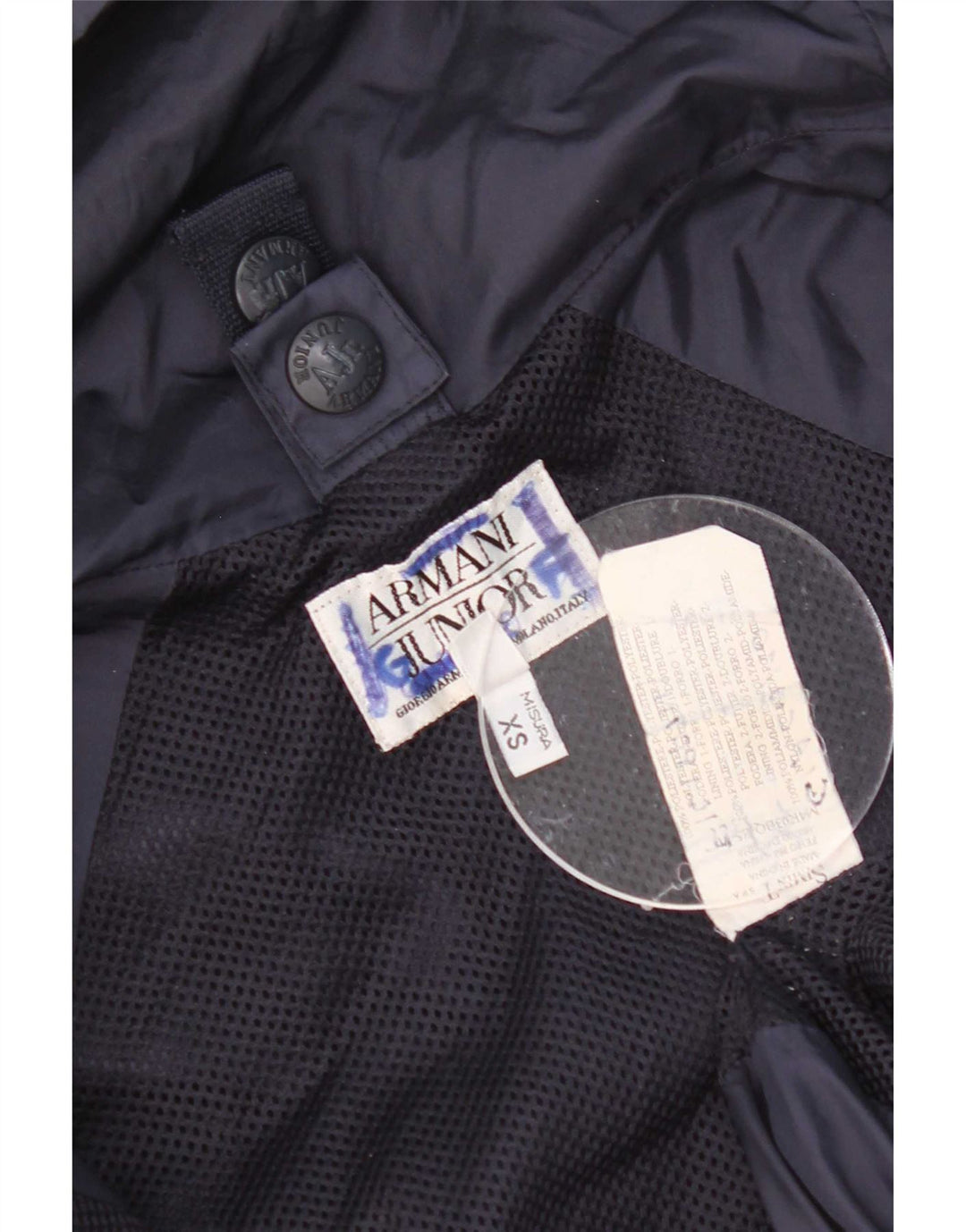 Jachetă de ploaie cu glugă Armani băieți 10-11 ani XS bleumarin poliester