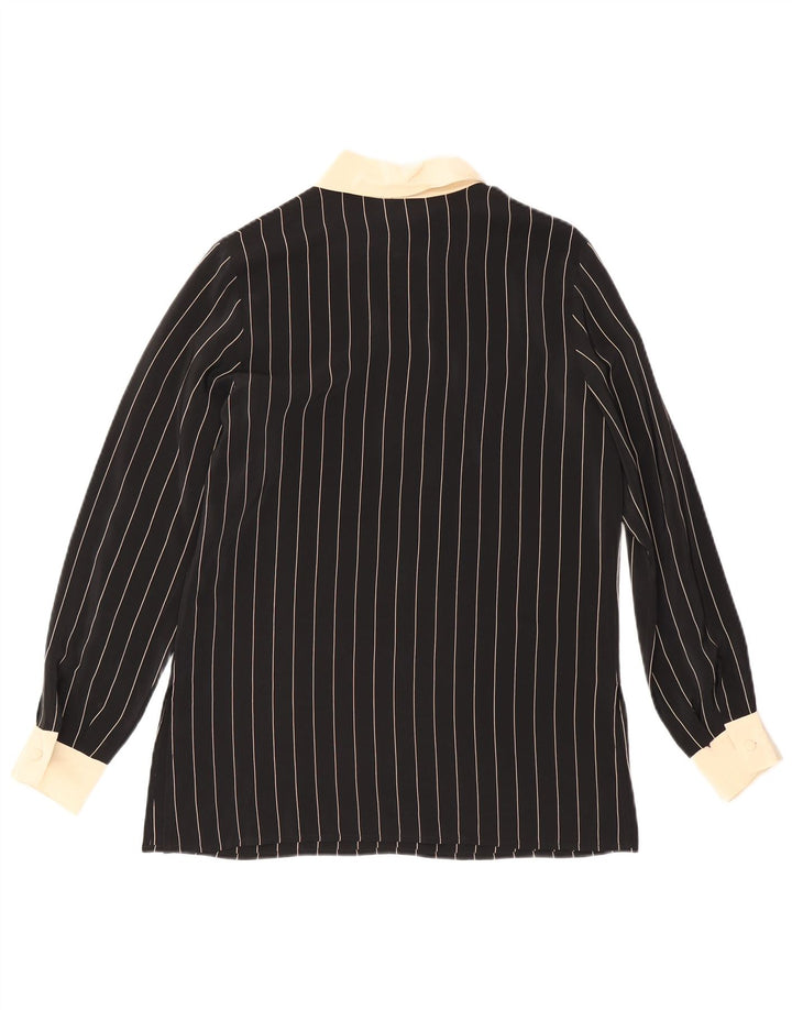 Bluză Cămașă Pulover Femei Gianfrediani IT 42 Mătase Mediu Negru Pinstripe