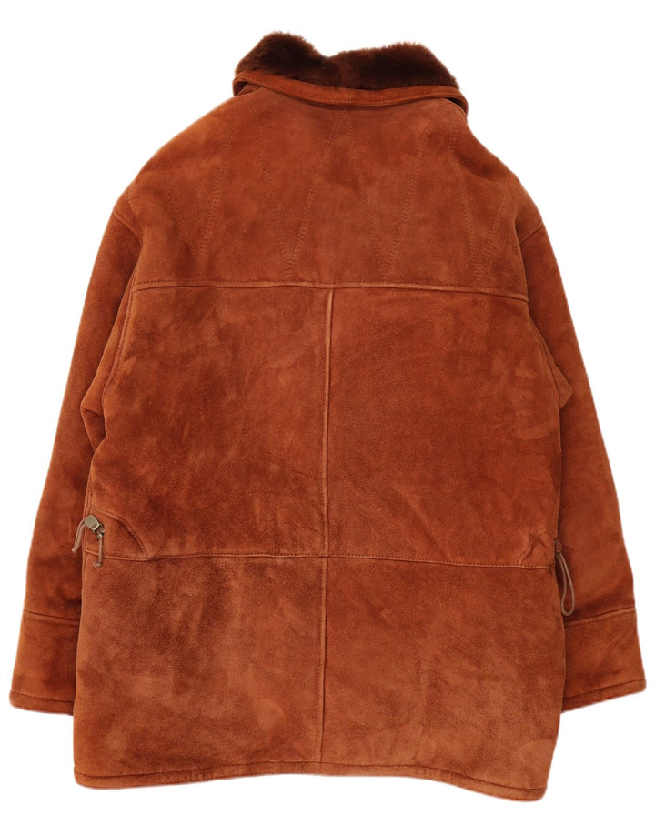 Jachetă vintage pentru bărbați din shearling UK 40 mare, maro, din shearling