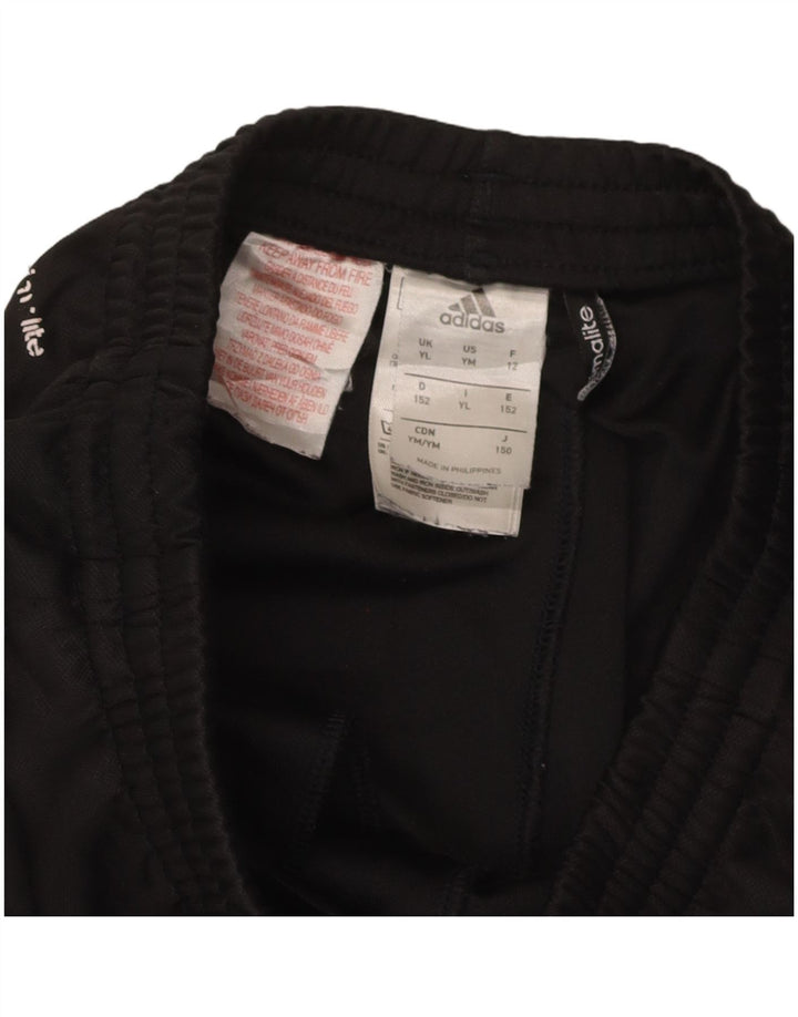 ADIDAS Boys Climalite Tracksuit Trousers 11-12 Years Large Black Polyester