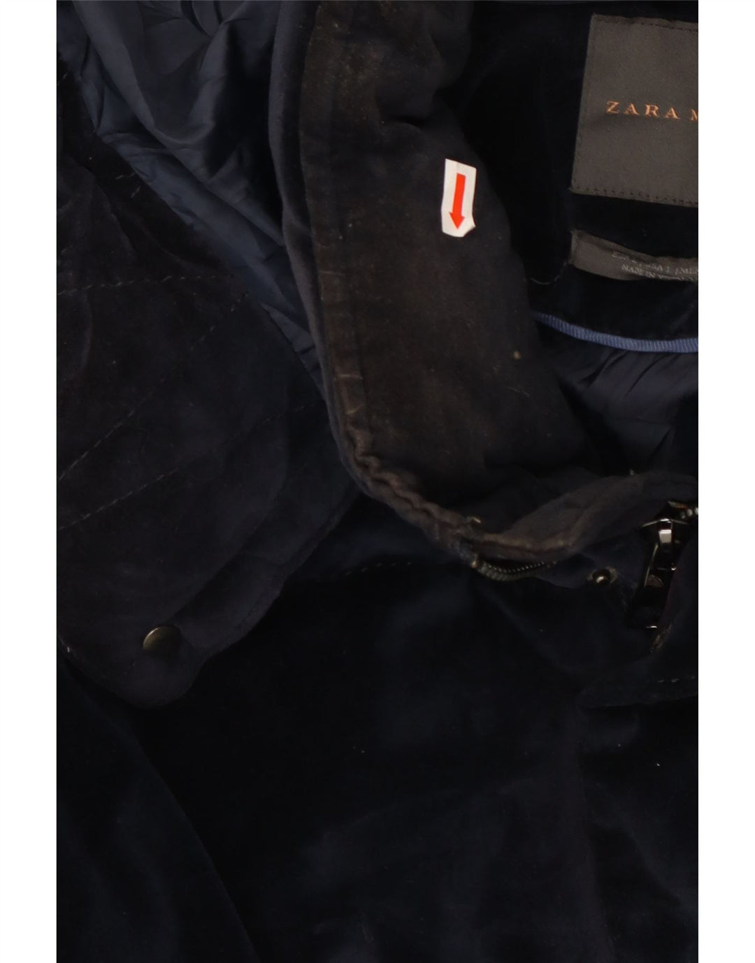 Jachetă căptușită cu glugă pentru bărbați Zara UK 40 mare, poliester bleumarin