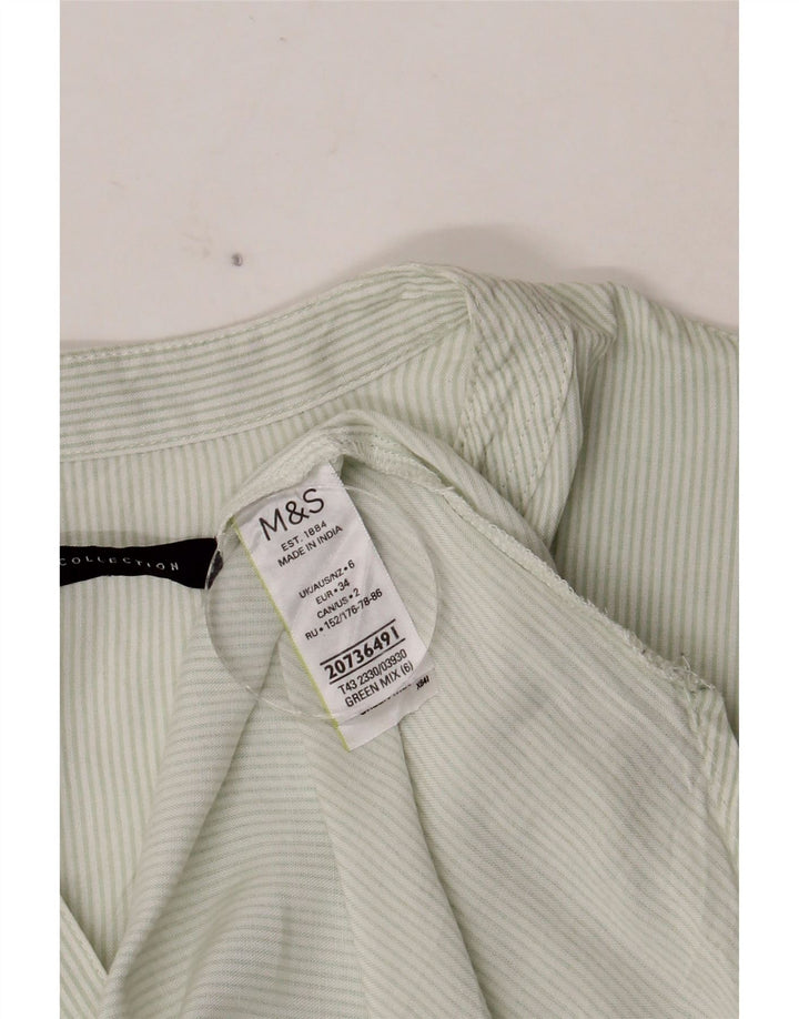 Cămașă pulover pentru femei Marks & Spencer UK 6 XS Green Pinstripe Viscose