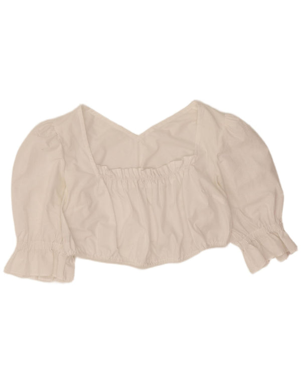 Crop Top Vintage pentru femei UK 12 Medium White