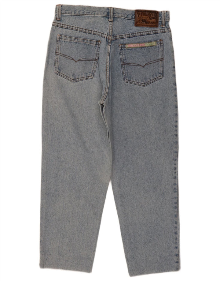 Blugi crop tapered vintage pentru femei W32 L26 albastru