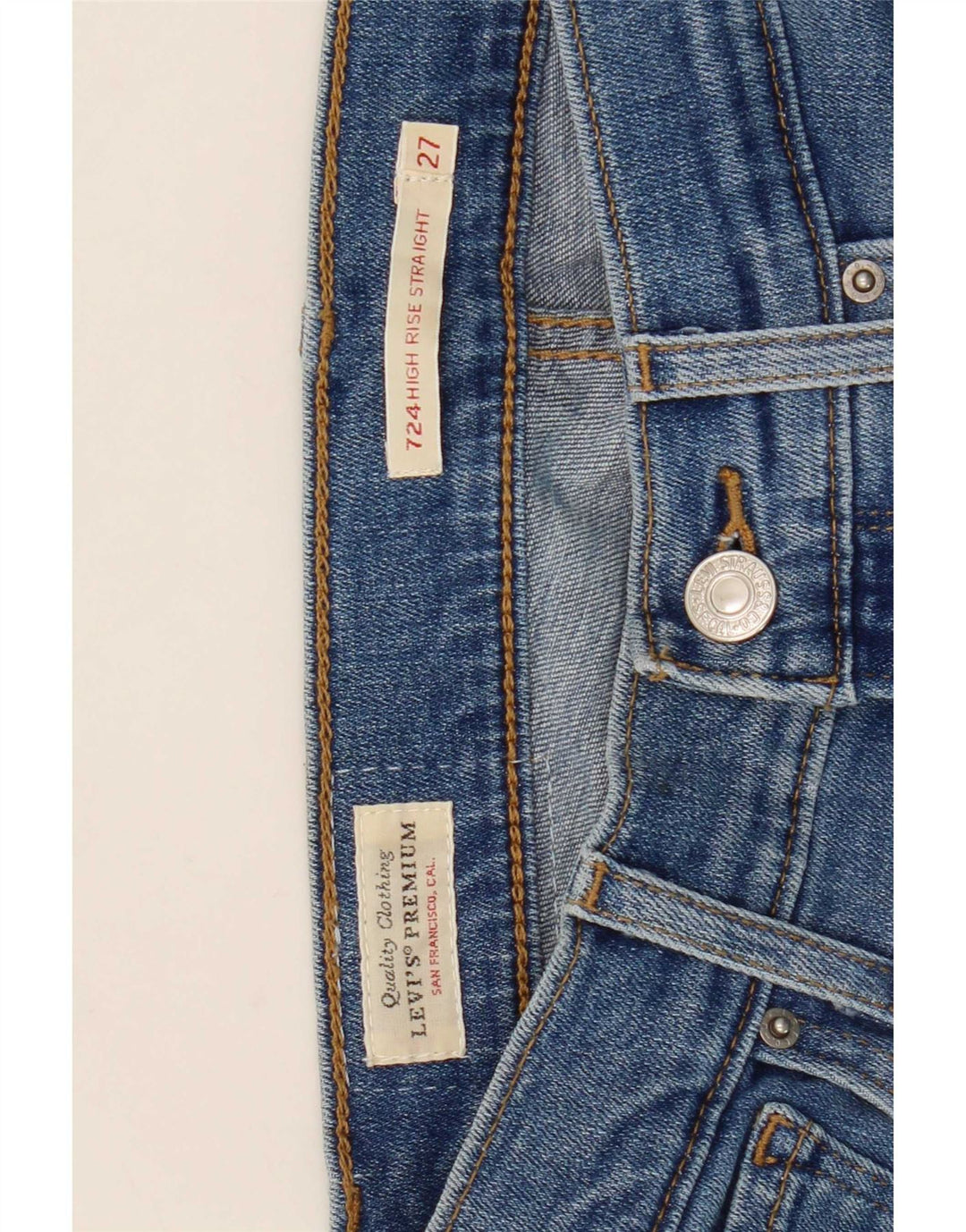 Blugi drepti cu talie mare Levi's 724 pentru femei W27 L30 albastru