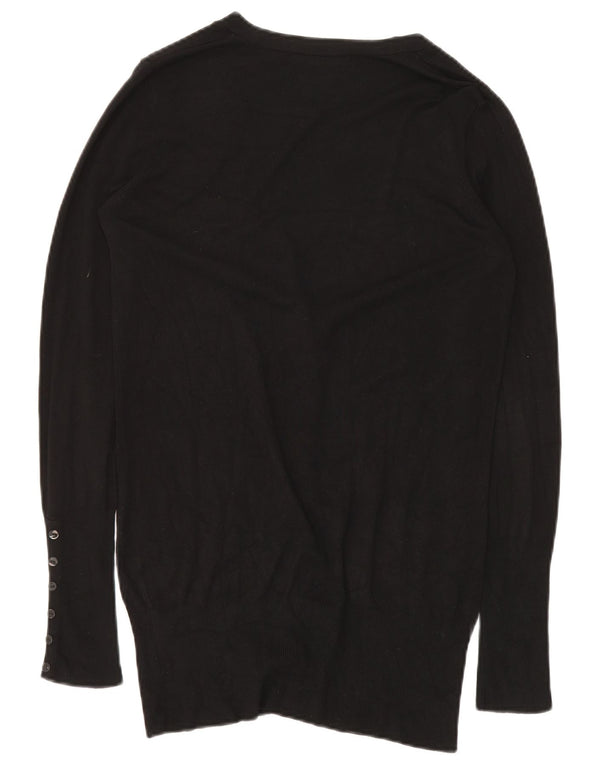 Pulover cardigan cu paragate ZARA UK 14 Medium Black Rayon