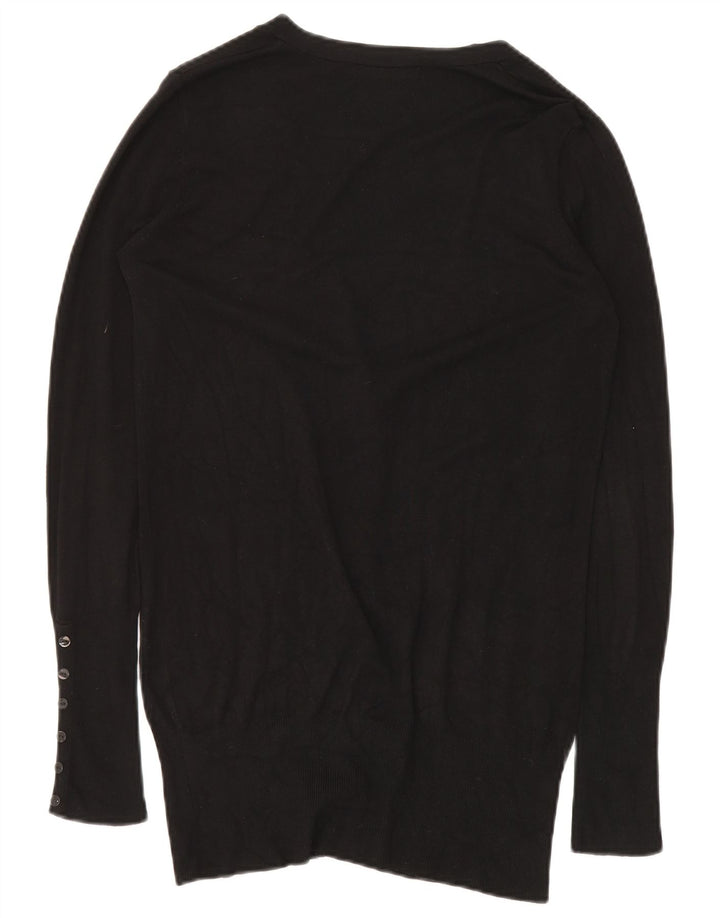 Pulover cardigan cu paragate ZARA UK 14 Medium Black Rayon