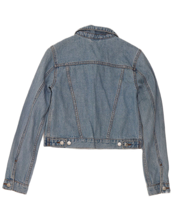 Topshop Jachetă de denim crop pentru femei UK 4 XS Bumbac albastru