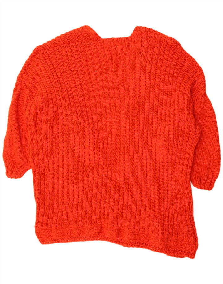 Pulover cardigan deschis supradimensionat pentru femei vintage UK 14 roșu mediu