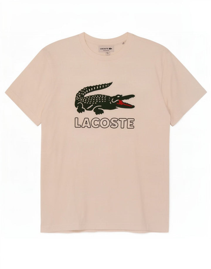 Tricou grafic Lacoste pentru bărbați, cu croiala obișnuită, Mărimea 3 Mic, Alb
