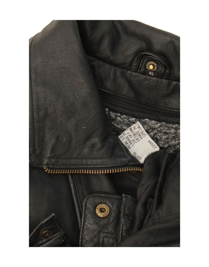 VINTAGE Mens Leather Jacket UK 42 XL Black Leather