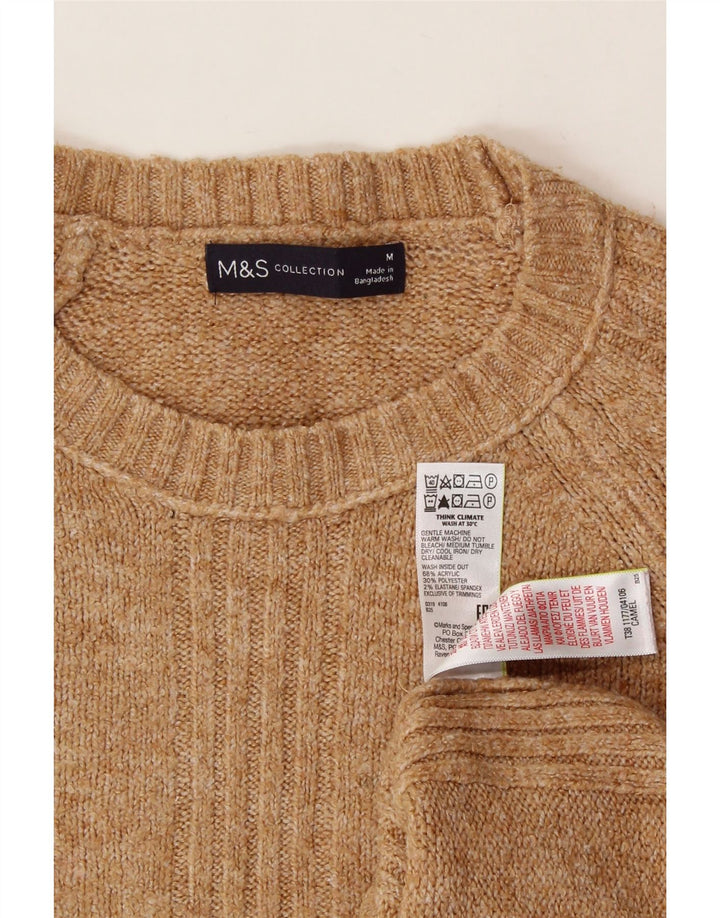 MARKS & SPENCER Womens Crew Neck Jumper Sweater UK 14 Medium Brown Acrylic Vintage Marks & Spencer and Second-Hand Marks & Spencer from Messina Hembry 