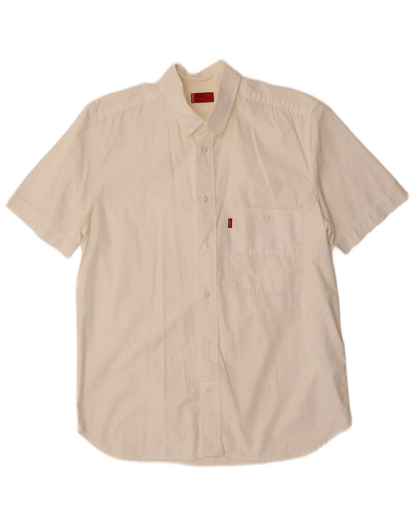 LEVI'S Mens Short Sleeve Shirt Medium Off White Cotton