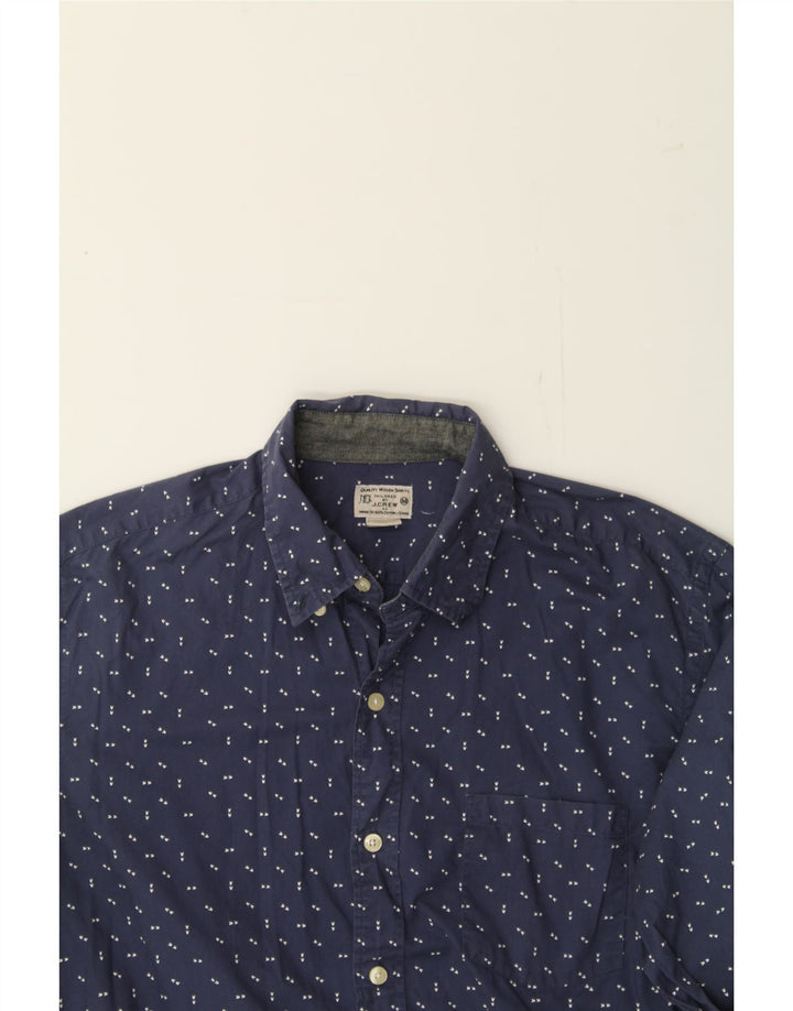 J. CREW Mens Tailored Fit Shirt Medium Navy Blue Spotted Cotton Vintage J. Crew and Second-Hand J. Crew from Messina Hembry 