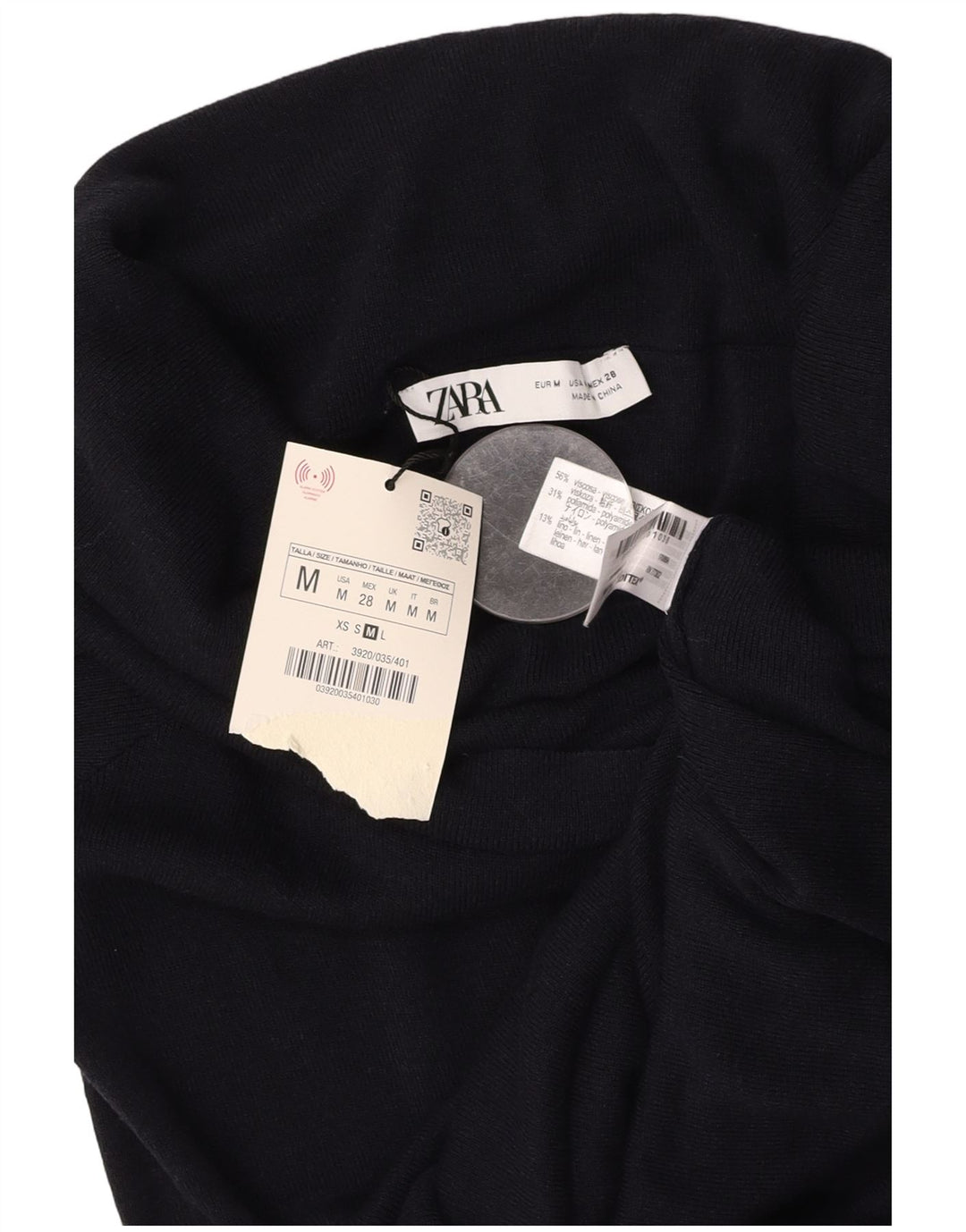 Top Bluză Crop ZARA pentru femei UK 12 Medium Black Viscose