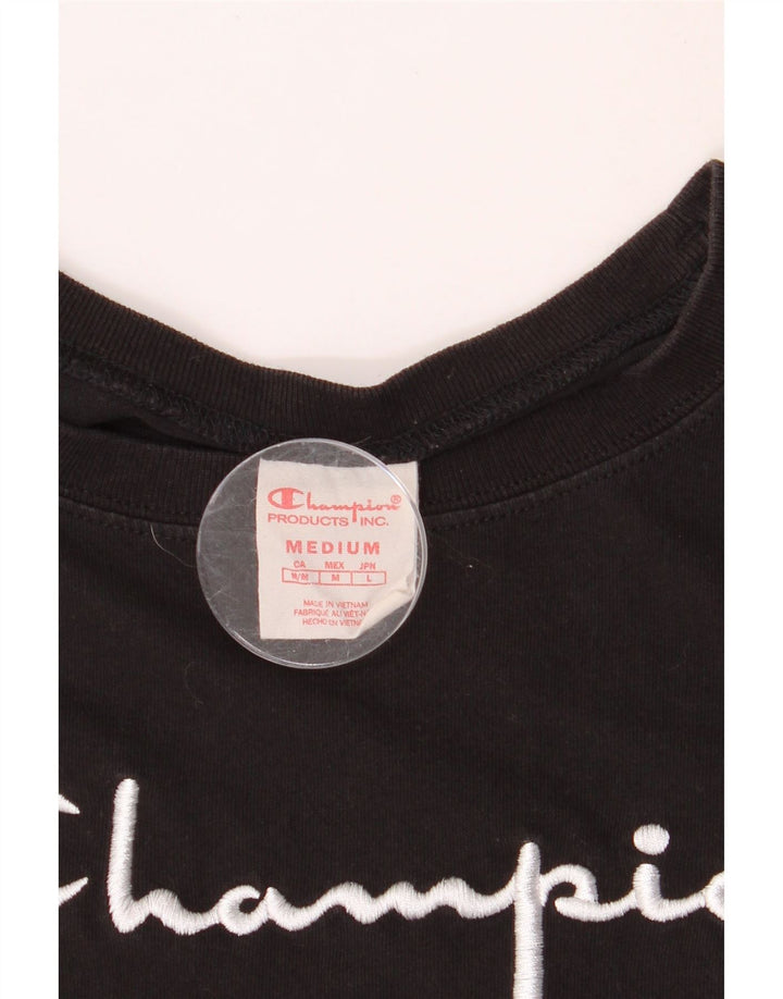 CHAMPION Womens Graphic T-Shirt Top UK 14 Medium Black Vintage Champion and Second-Hand Champion from Messina Hembry 