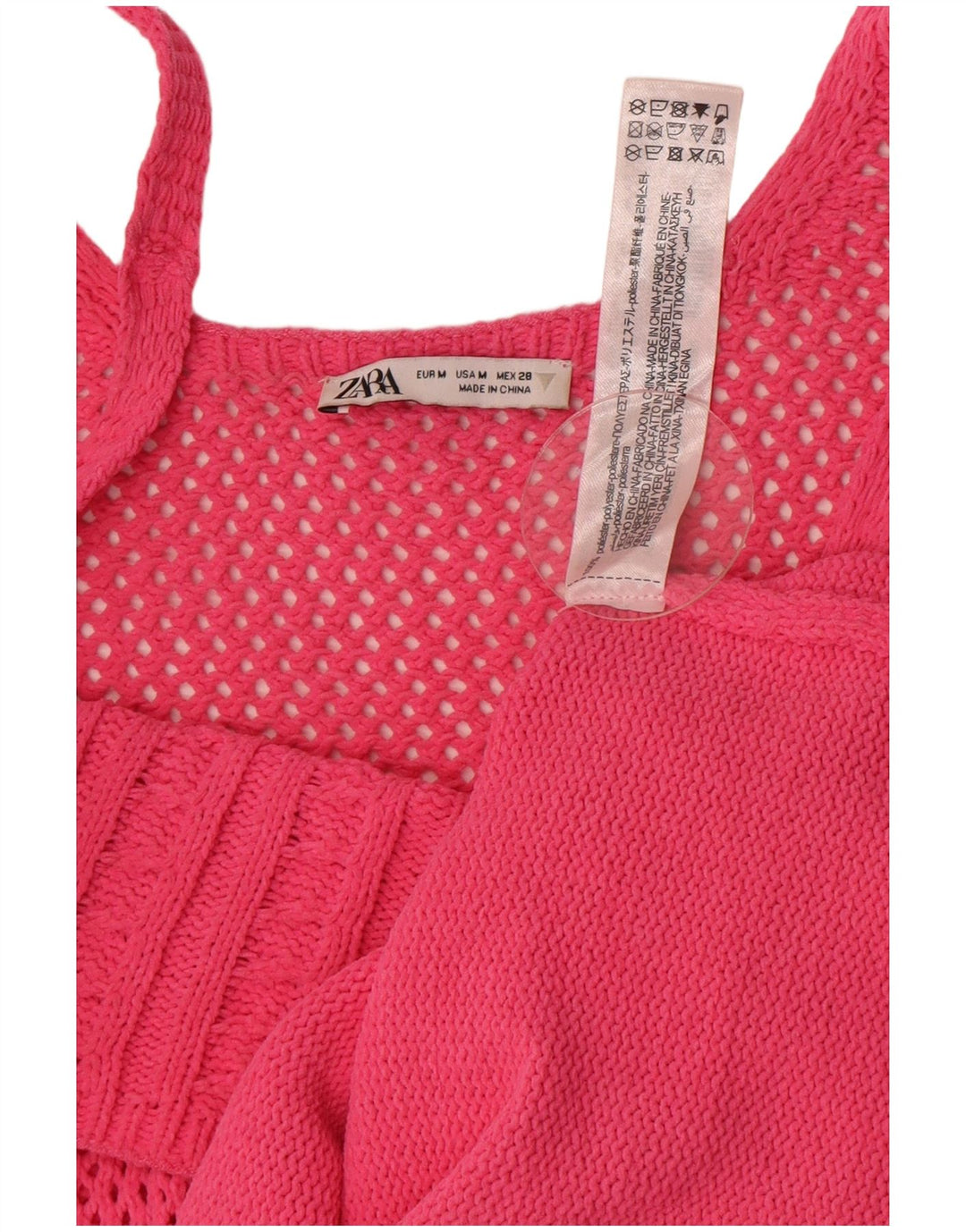 Rochie de soare din tricot pentru femei Zara UK 12, poliester roz mediu