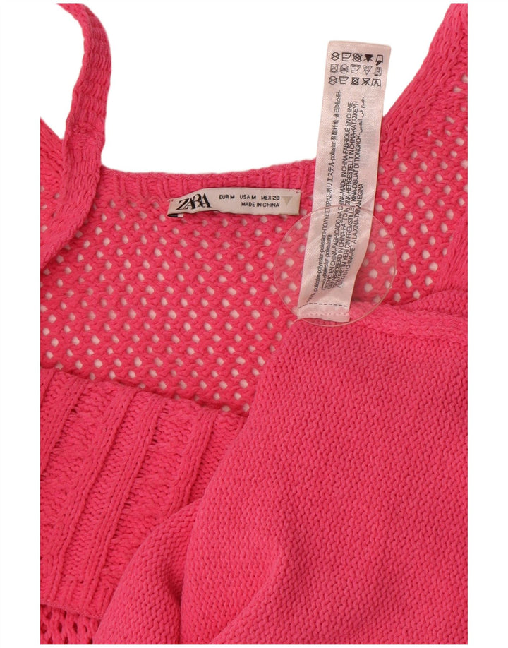 Rochie de soare din tricot pentru femei Zara UK 12, poliester roz mediu