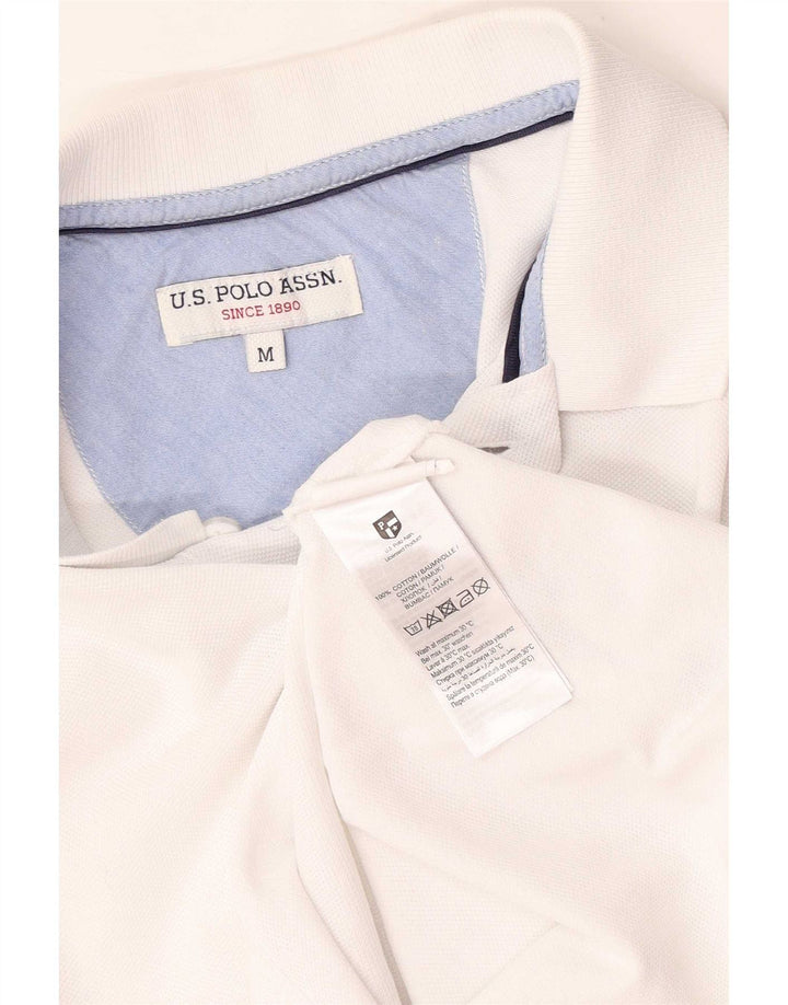 U.S. Polo Assn. Tricou polo pentru bărbați din bumbac alb mediu