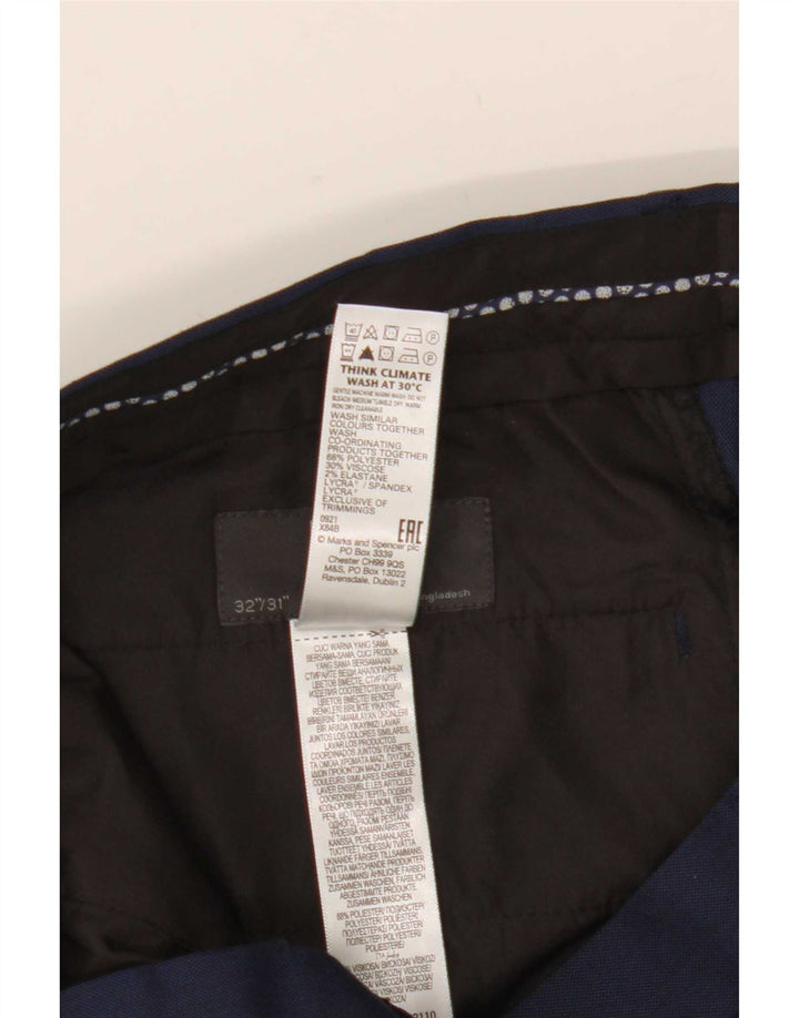 Marks & Spencer Pantaloni drepți pentru bărbați L32 L31 Poliester bleumarin