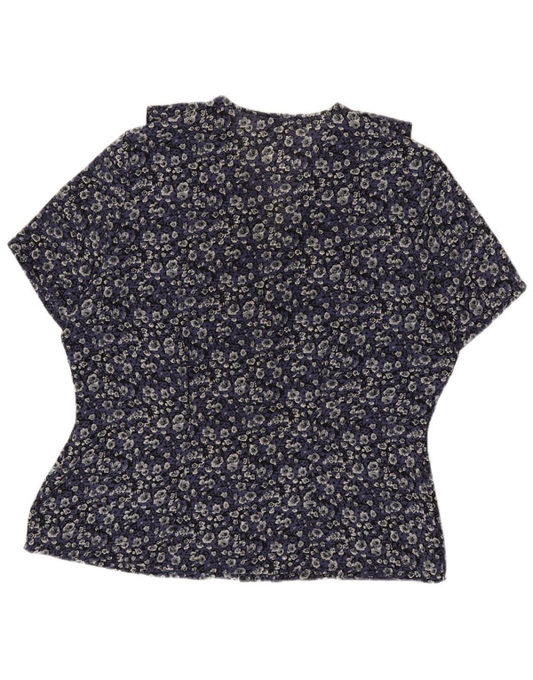 Bluză cămașă pentru femei Marks & Spencer UK 16 mare, albastru marin, floral