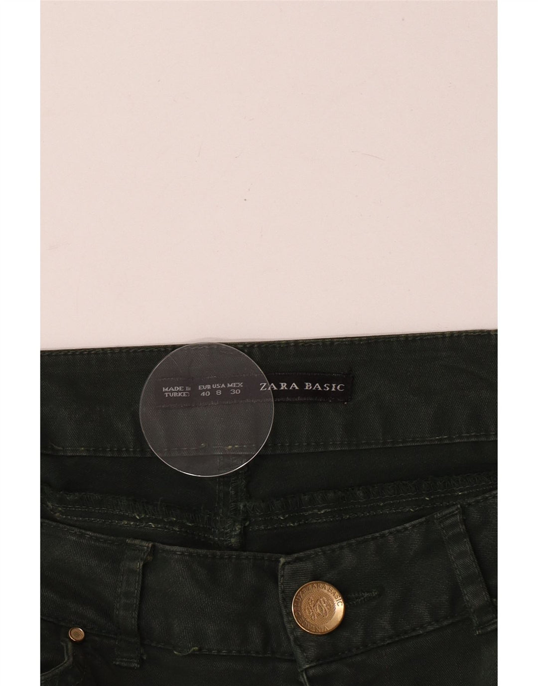 Blugi Zara femei Crop Slim EU 40 Medium W30 L24 Verde