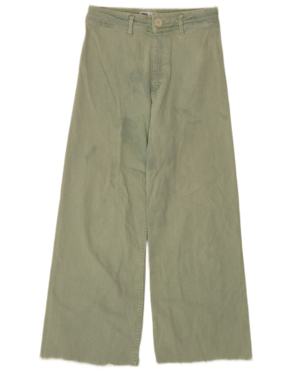Blugi Zara femei cu talie înaltă cu picioare largi EU 40 Medium W30 L27 Verde