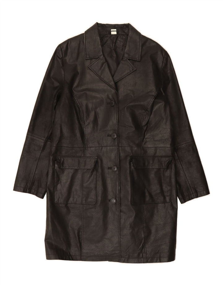 VINTAGE Womens Leather Coat UK 20 2XL Black Leather Vintage Vintage and Second-Hand Vintage from Messina Hembry 