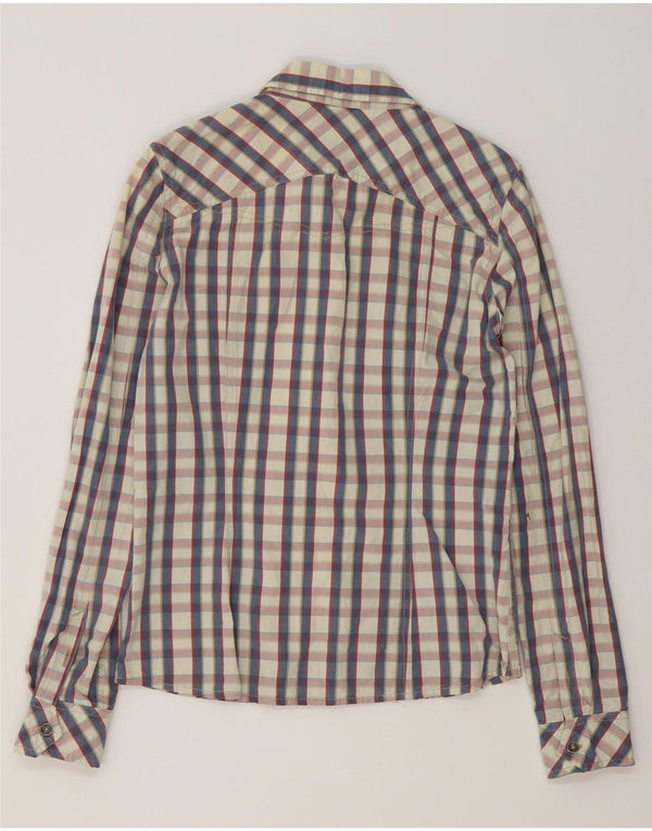 Cămașă subțire pentru femei Guru UK 12 Medium White Check Bumbac