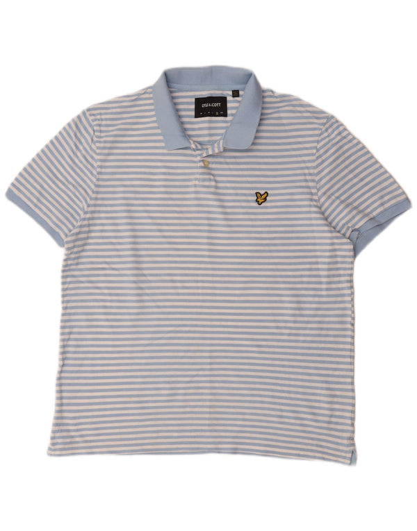 Tricou polo pentru bărbați Lyle & Scott, bumbac cu dungi XL, albastru