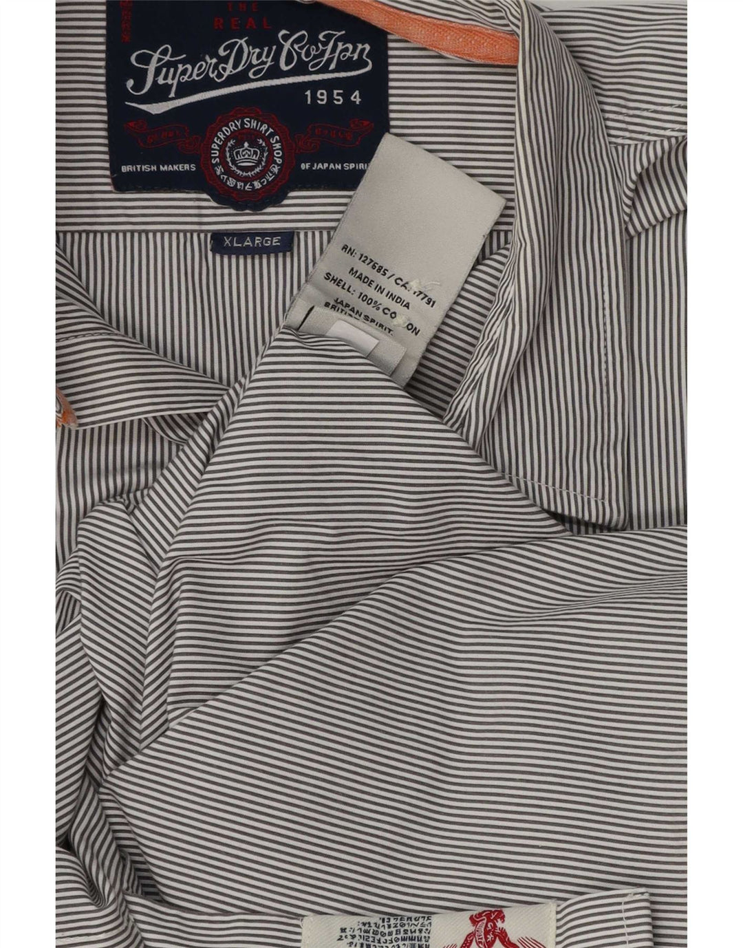 Cămașă pentru bărbați Superdry XL, bumbac cu dungi albastre