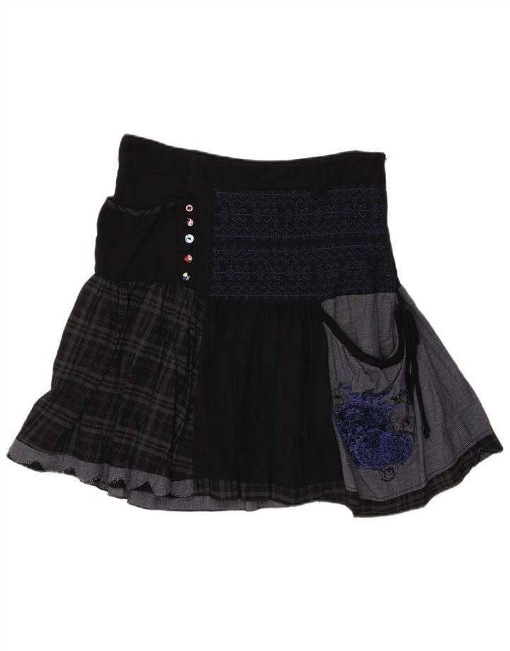 Fusta Mini Desigual Femei EU 38 Medium W30 Negru Patchwork Viscoza