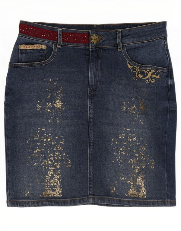Fusta Desigual Femei Mini Denim EU 38 Medium W30 Bumbac Paisley Albastru