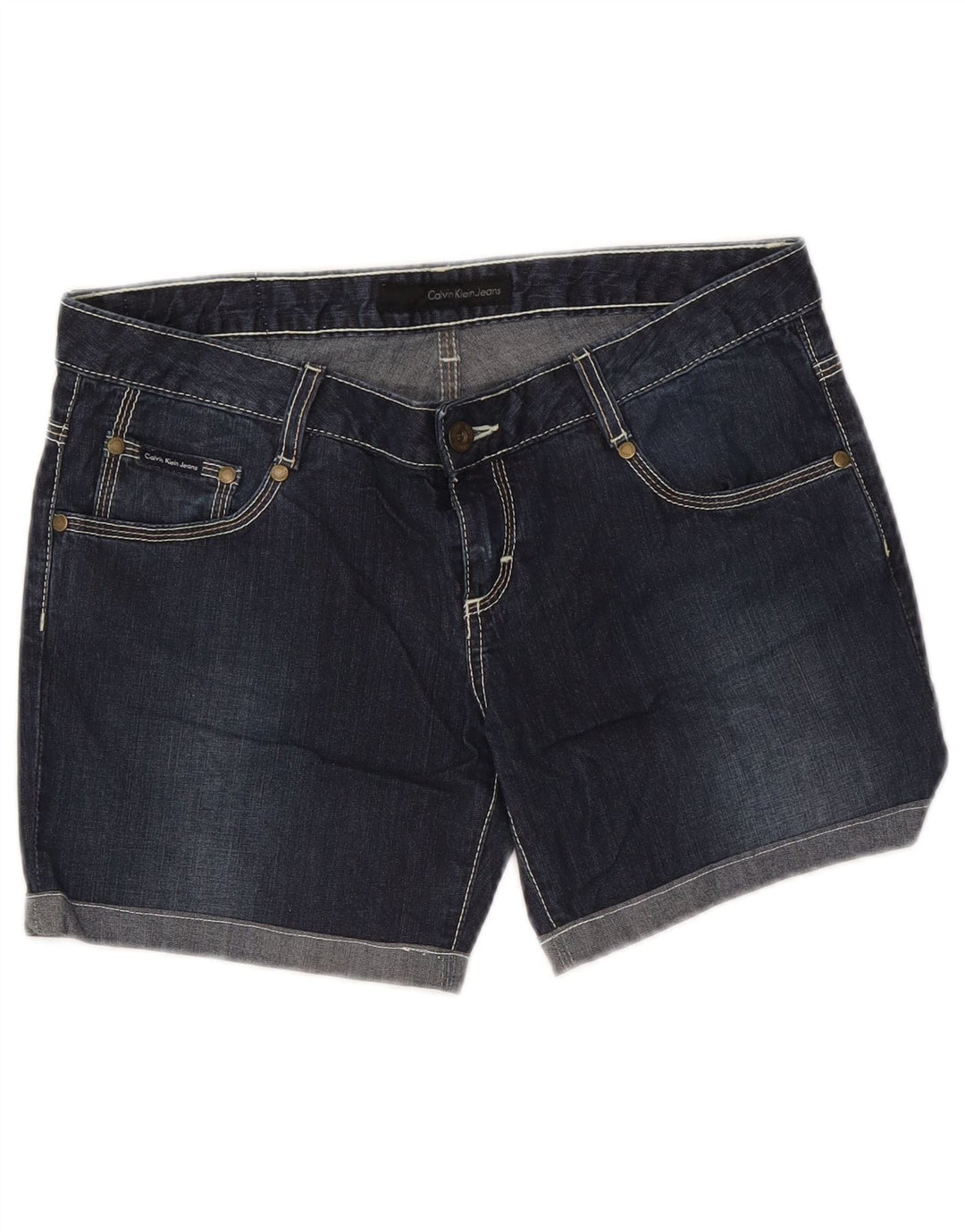 Pantaloni scurți de blugi Calvin Klein pentru femei W31, bumbac bleumarin mediu