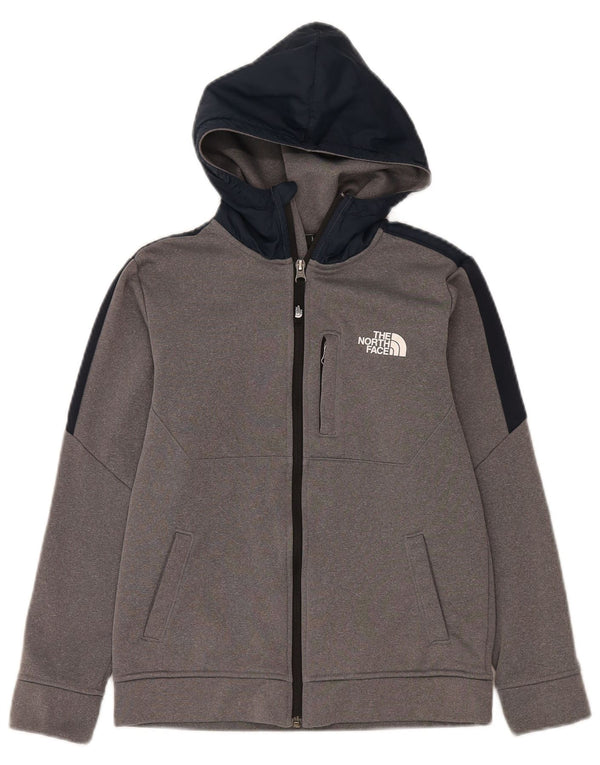 Pulover cu capota cu fermoar The North Face pentru băieți 11-12 ani, mare, gri, bloc de culoare