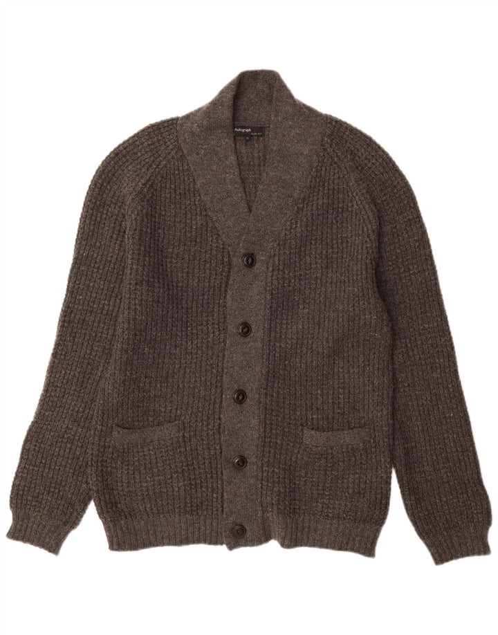 Pulover cardigan pentru bărbați Marks & Spencer Autograph Slim Fit Lână, gri mediu