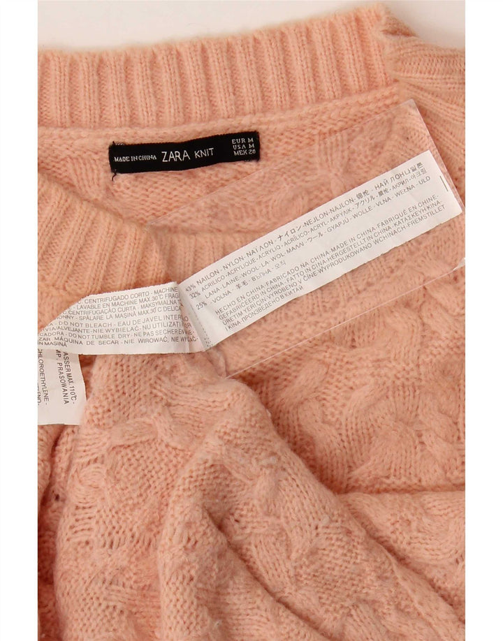 Pulover pentru damă Zara cu gât roșu, nailon, roz mediu, UK 14