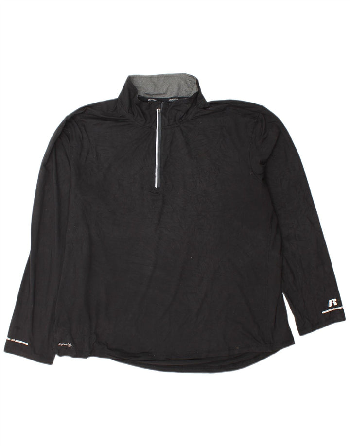 Russell Athletic, pentru bărbați, Dri-Power, cu fermoar, cu gât, cu mânecă lungă, XL, poliester negru