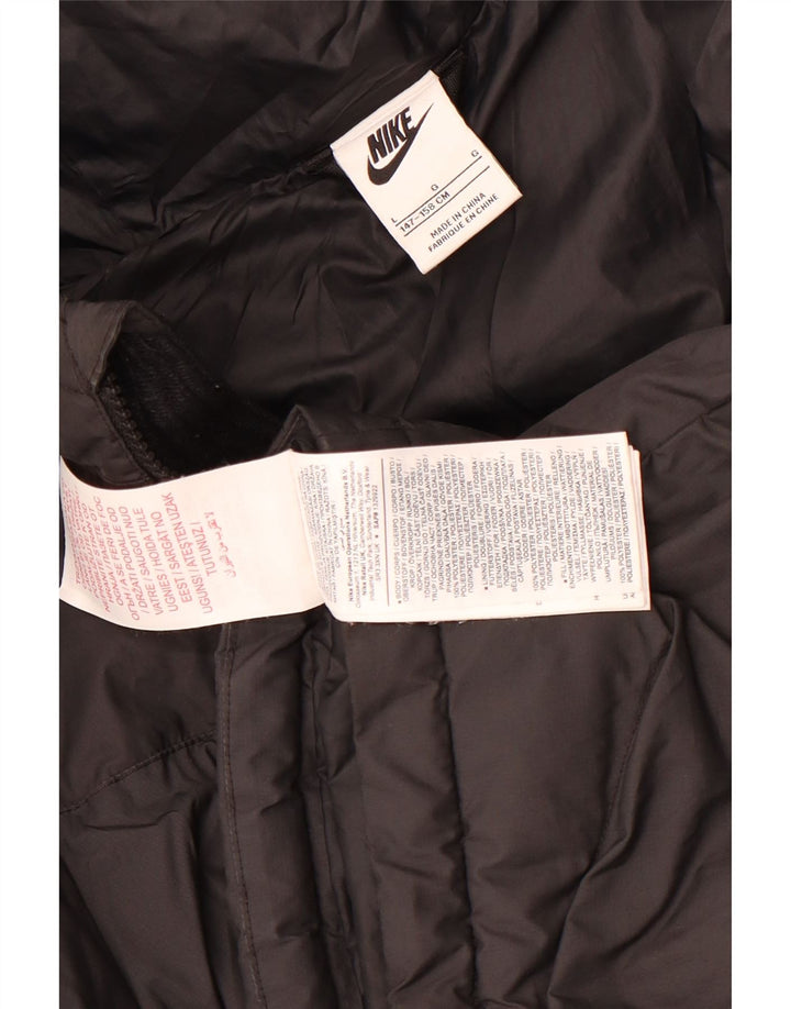 Jachetă căptușită cu glugă Nike pentru băieți 12-13 ani, mare, negru, poliester